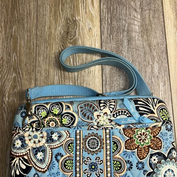 Vera Bradley Tablet Quilted Book Computer Bag Hard Shell Case Java Blue Brown - Picture 3 of 9